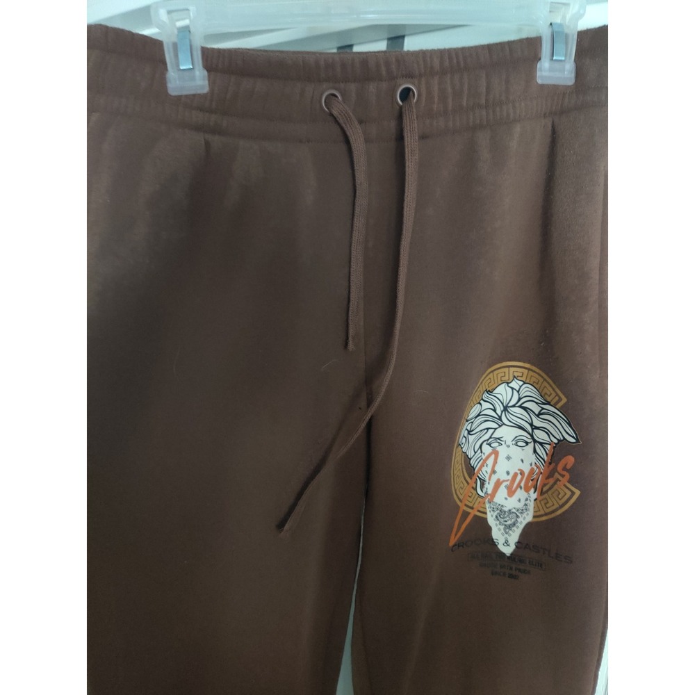 Crooks & Castles Medusa Joggers Brown Graphic Sweatpants Medium - Picture 6 of 8